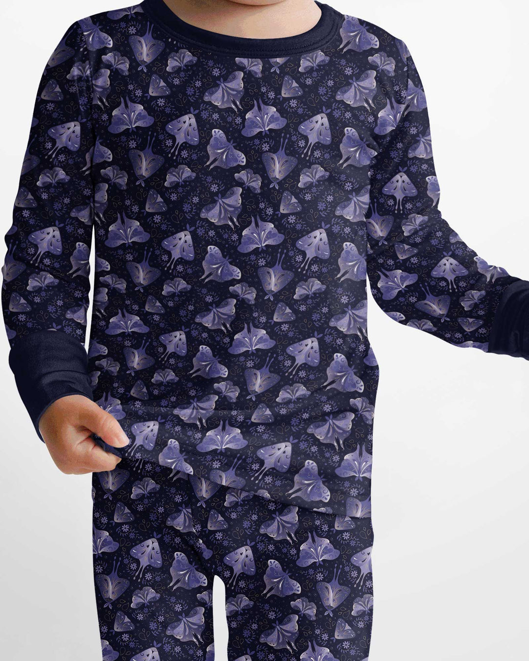 Very Peri Moths Bamboo Two Piece Long Sleeve Pajama Set