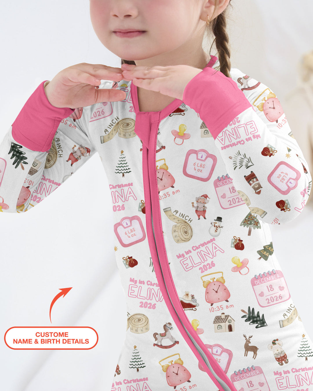 Personalized Baby's First Christmas Bamboo Convertible Zippy