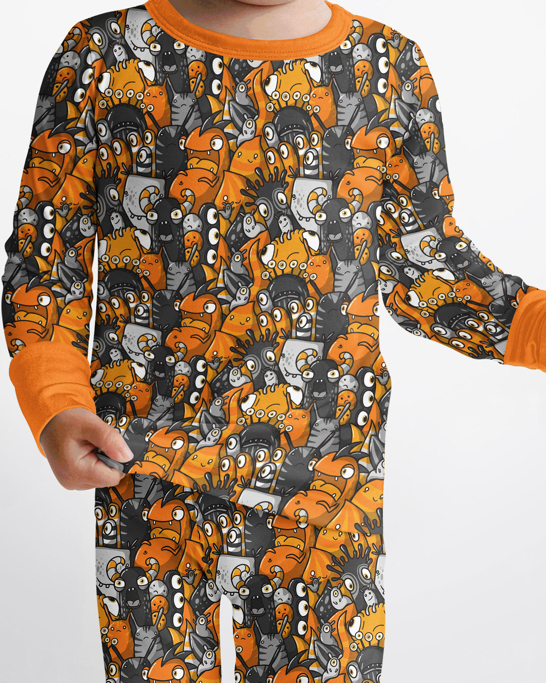 Colorful Doodle Monster Friends Bamboo Two Piece Long Sleeve Pajama Set