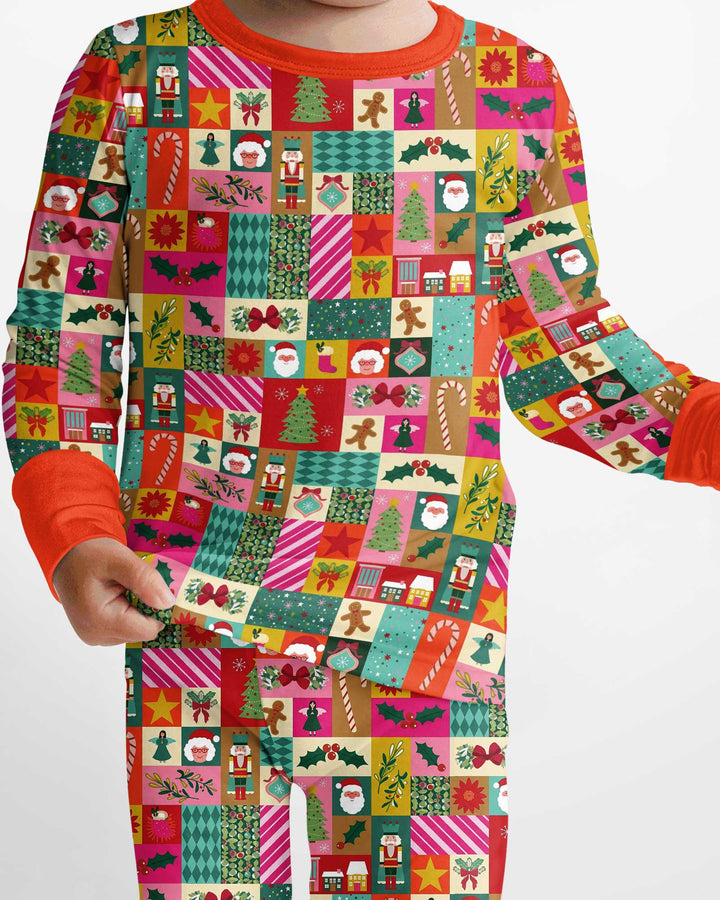 Maximalist Christmas Collage Bamboo Two Piece Long Sleeve Pajama Set