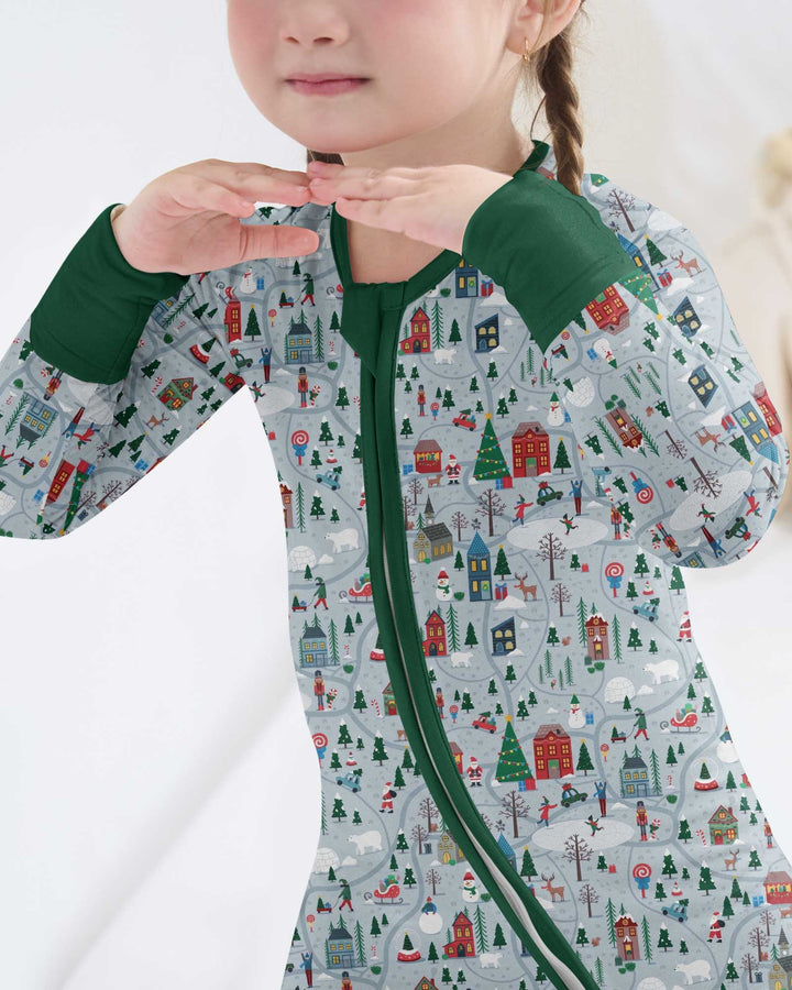 Snowy Christmas Village Map Bamboo Convertible Zippy