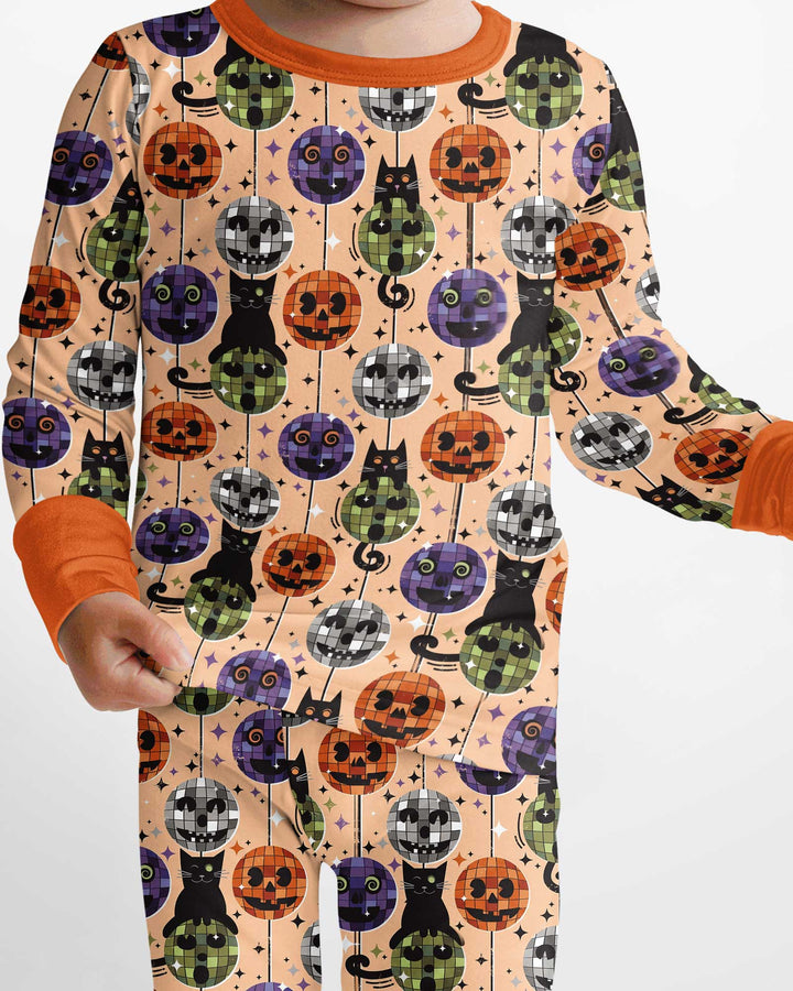 Groovy Halloween Disco Cat Bamboo Two Piece Long Sleeve Pajama Set
