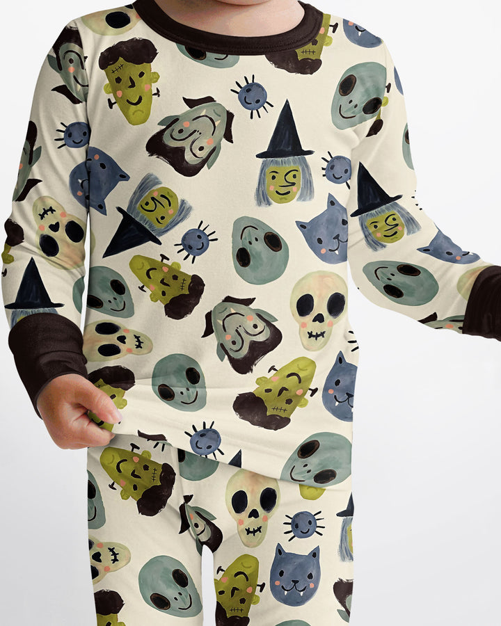Halloween Face Bamboo Two Piece Long Sleeve Pyjamas Set