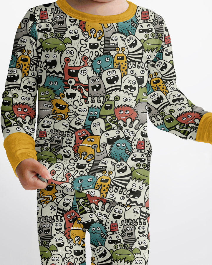 Monsters And Friends Bamboo Two Piece Long Sleeve Pajama Set
