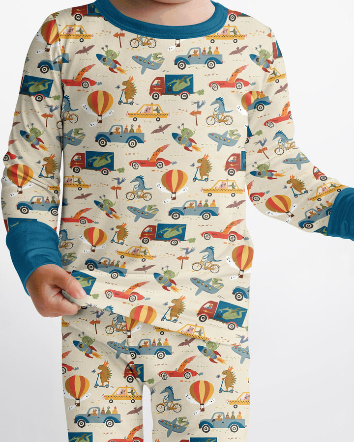 Monsters on the Move Bamboo Two Piece Long Sleeve Pajama Set