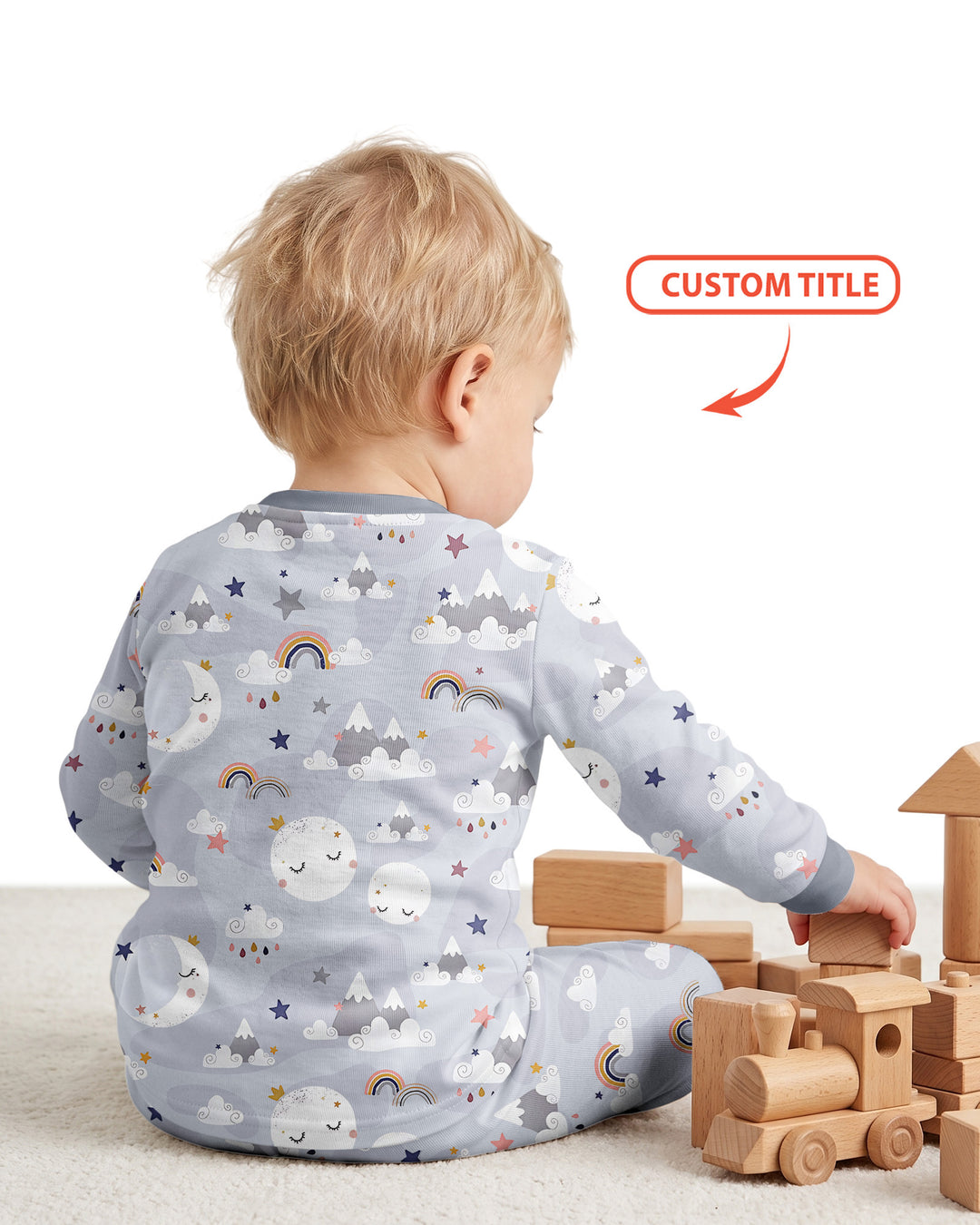 Personalized Loves To The Moon And Back Bamboo Two Piece Long Sleeve Pajama Set