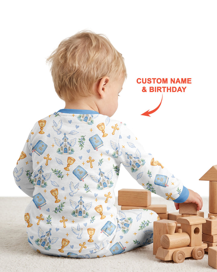 Personalized When I Wake Up It Will Be My Christening Day Bamboo Two Piece Long Sleeve Pajama Set