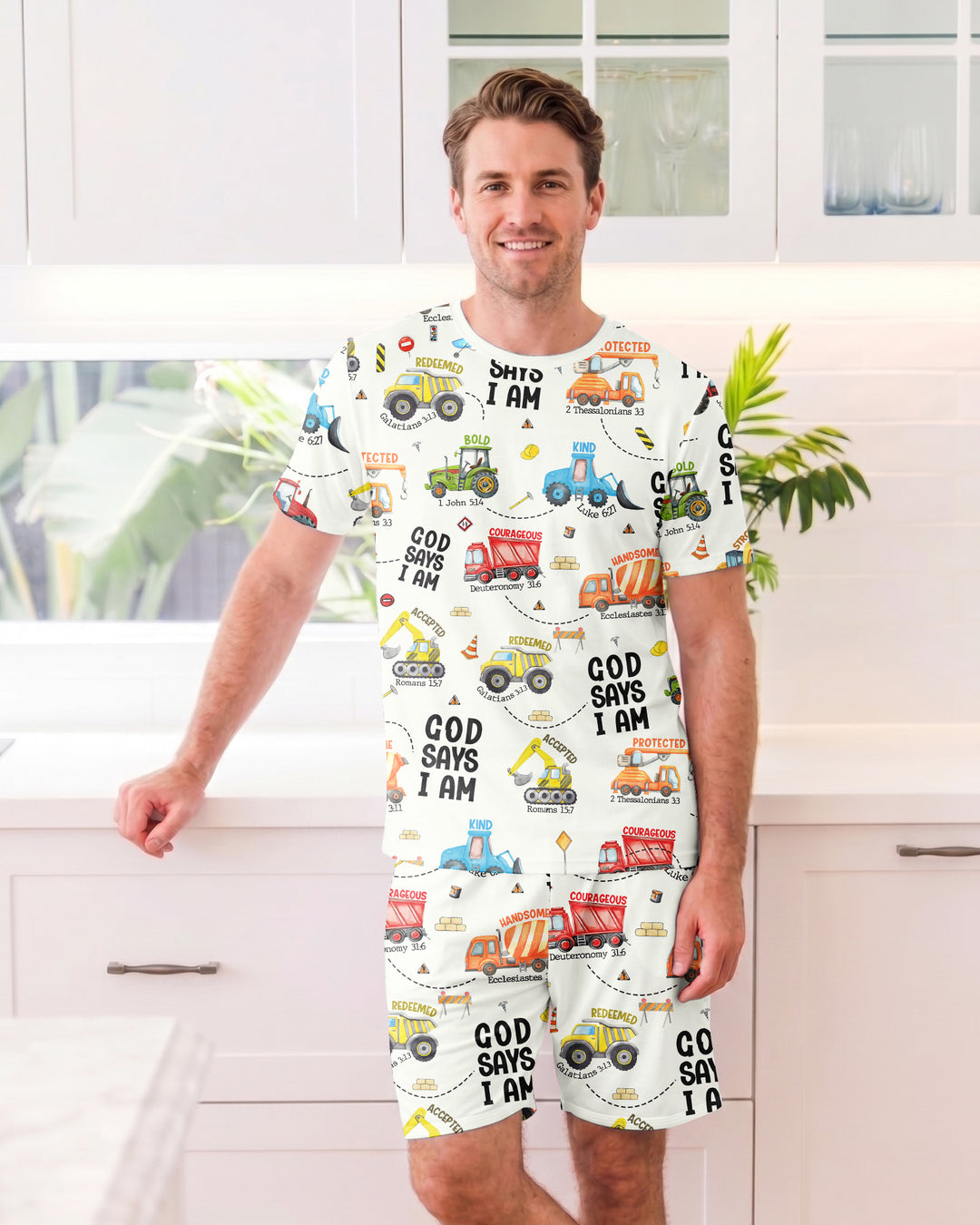 God Says I Am Men Short Sleeve Short Pajama Set