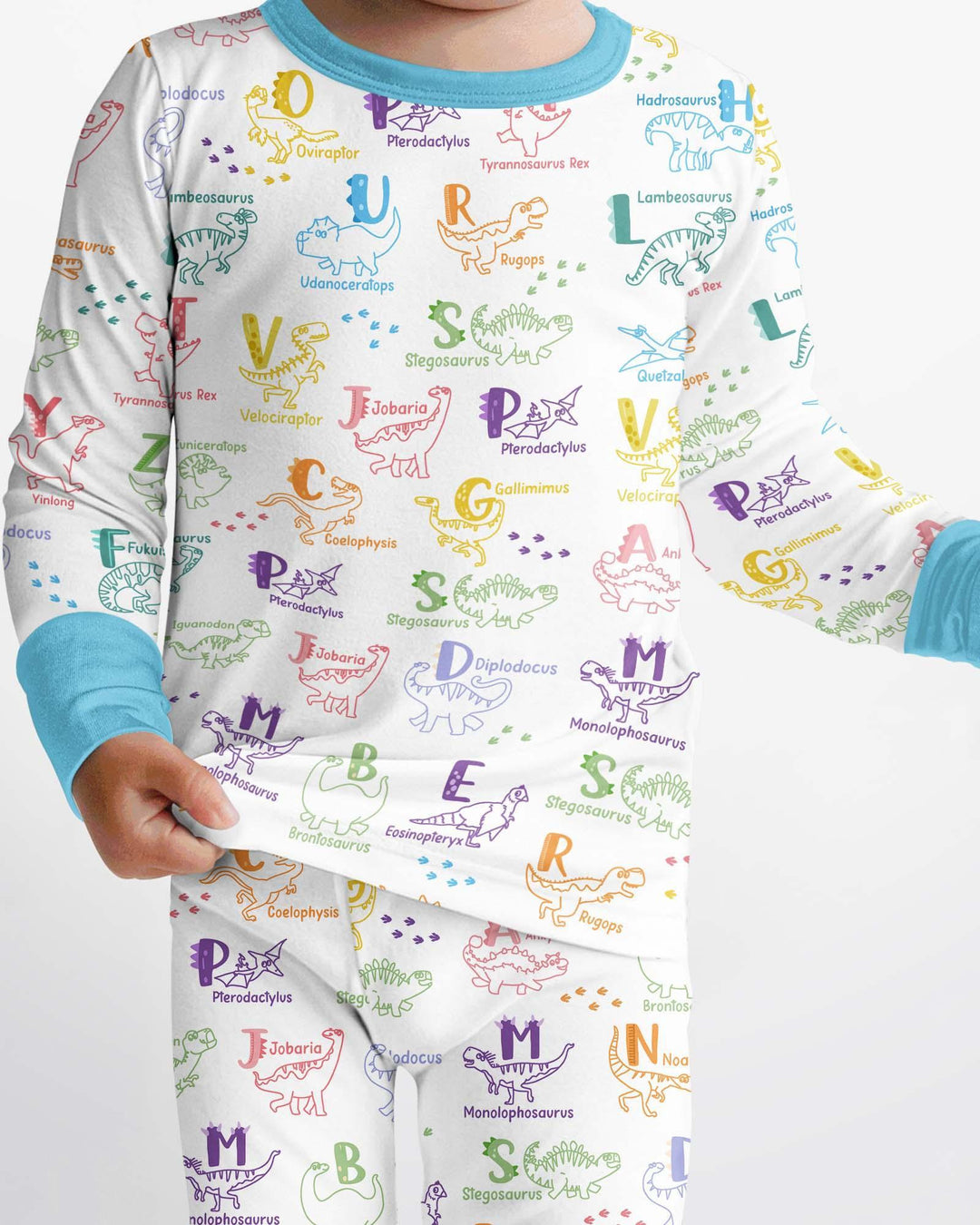 Dino Alphabet ABC Bamboo Two Piece Long Sleeve Pajama Set