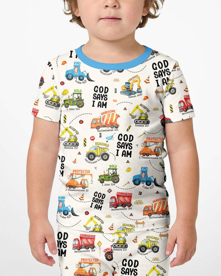 God Says I Am Boy Bamboo Two Piece Short Sleeve Shorts Pajama Set