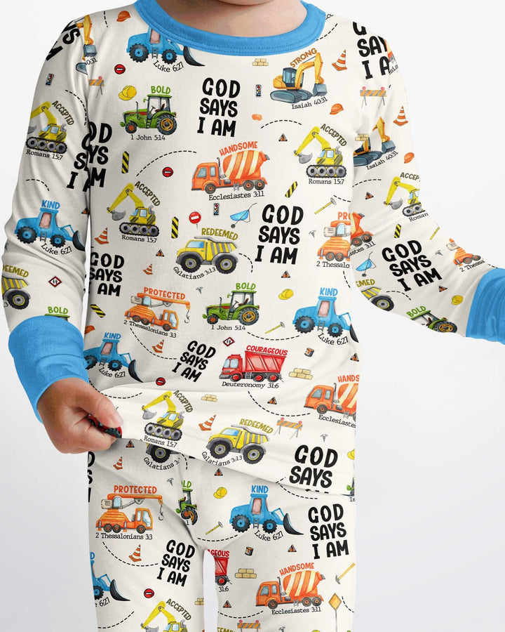 God Says I Am Boy Bamboo Two Piece Long Sleeve Pajama Set