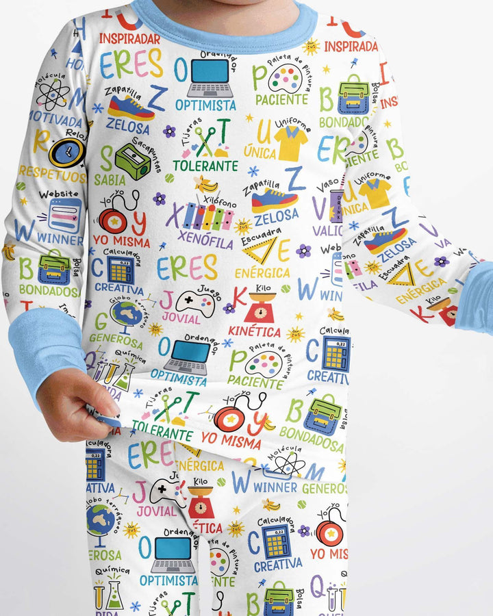 You Are Spanish Alphabet Version Bamboo Two Piece Long Sleeve Pajama Set