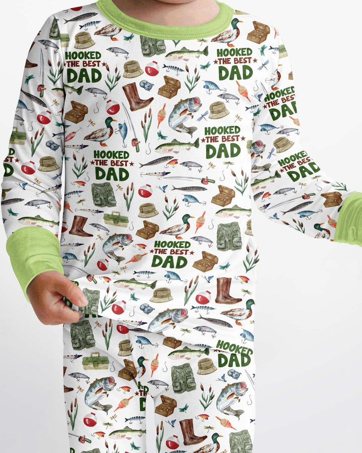 Hooked The Best Dad Daddy & Me Matching Bamboo Two Piece Long Sleeve Pajama Set