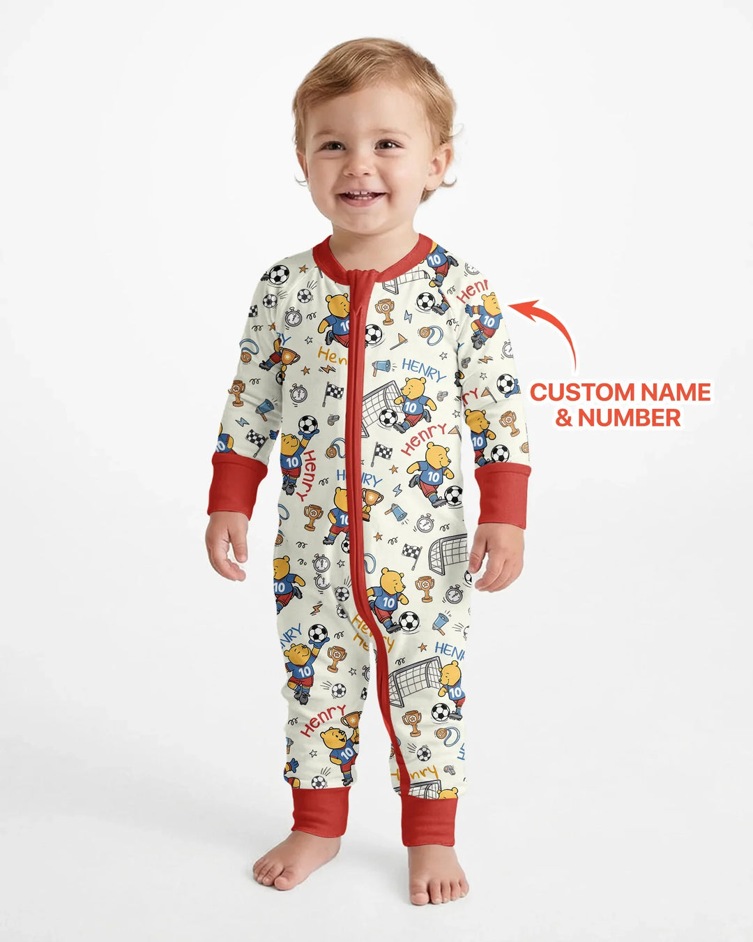 Personalized Classic Bear World Soccer Bamboo Convertible Zippy