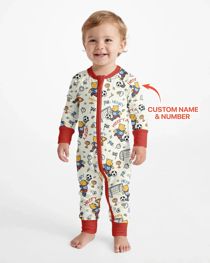 Personalized Classic Bear World Soccer Bamboo Convertible Zippy