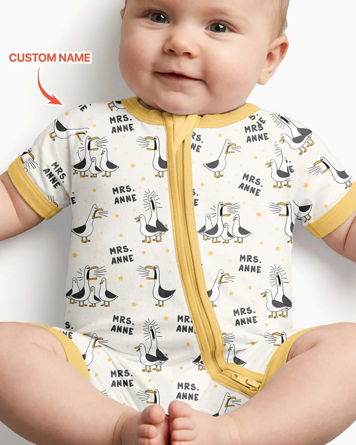 Custom Funny Seagulls Teacher Bamboo Shorty Zippy
