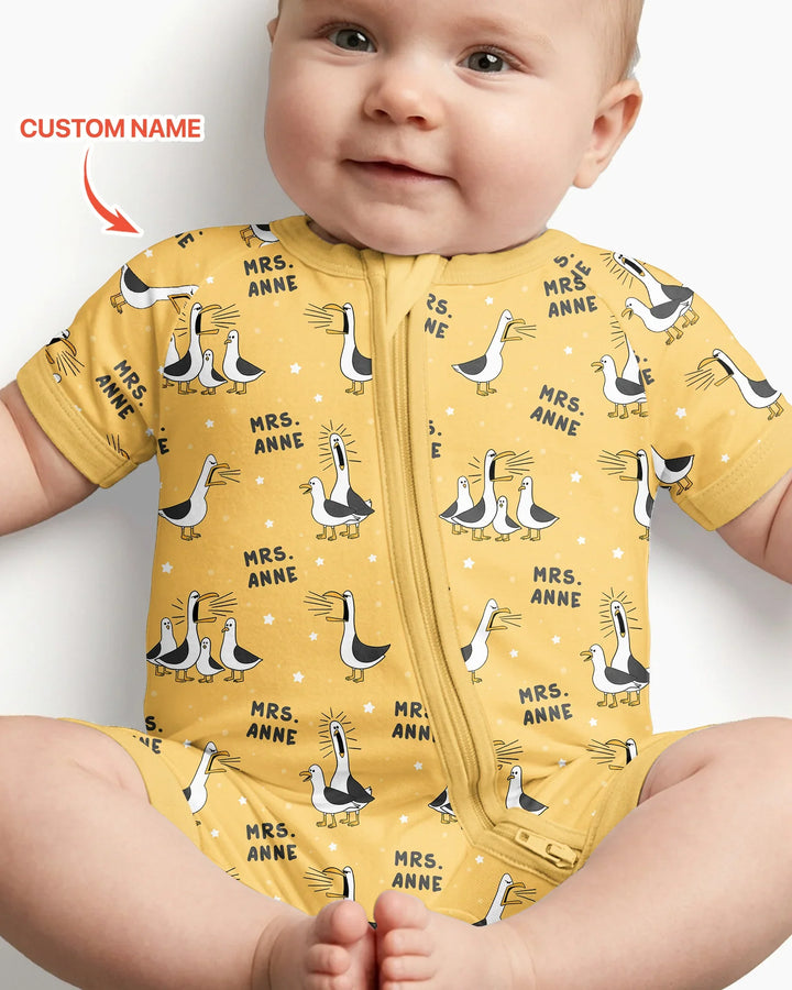 Custom Funny Seagulls Teacher Bamboo Shorty Zippy
