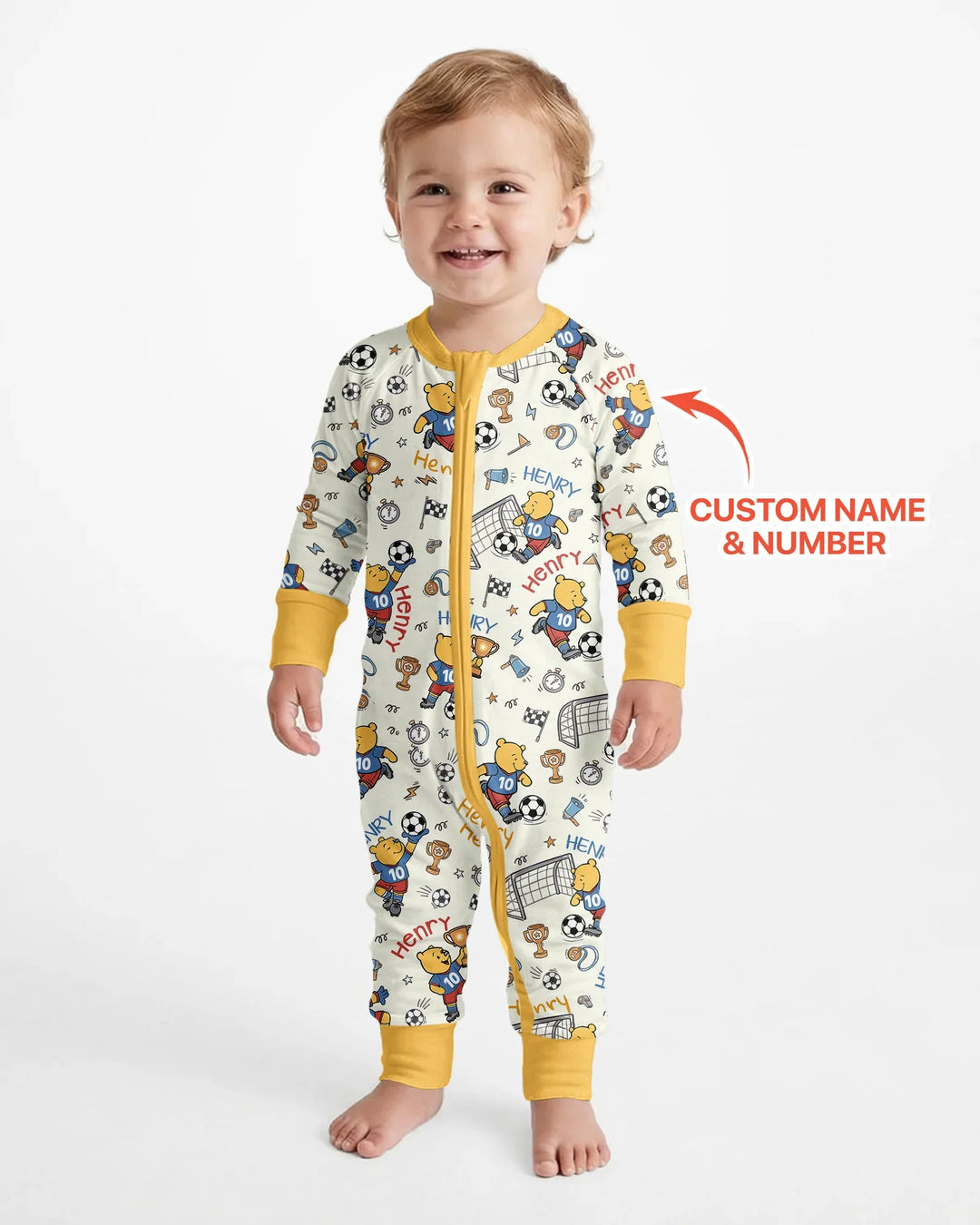 Personalized Classic Bear World Soccer Bamboo Convertible Zippy