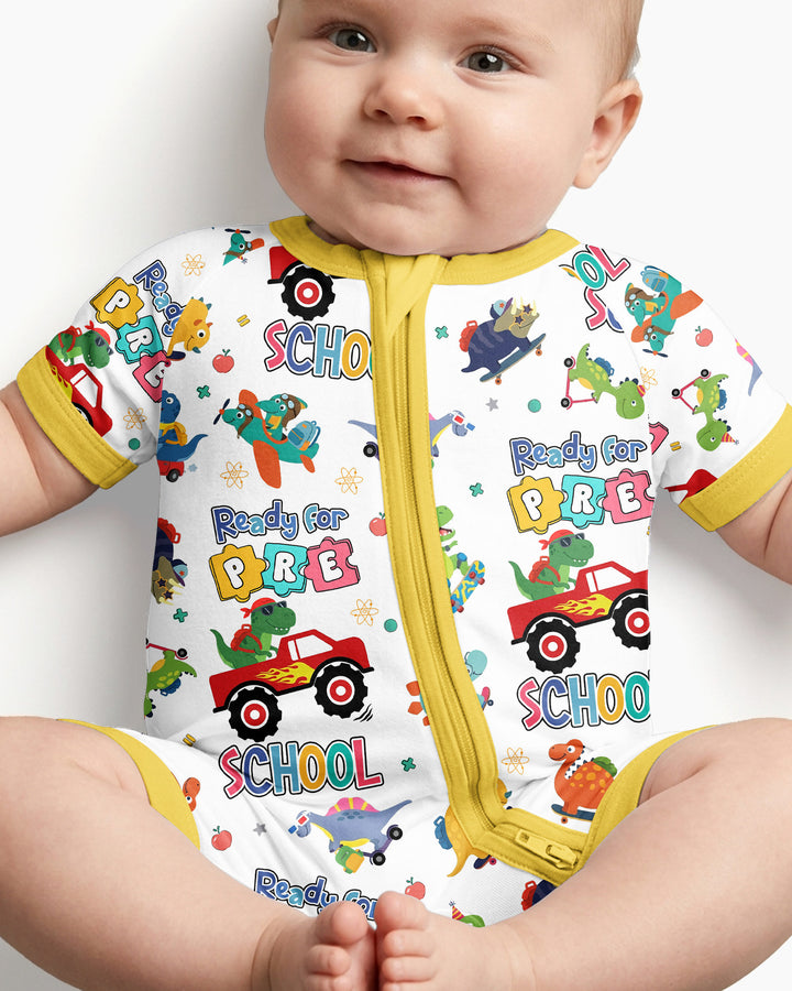 First Day of Preschool T-Rex Bamboo Shorty Zippy