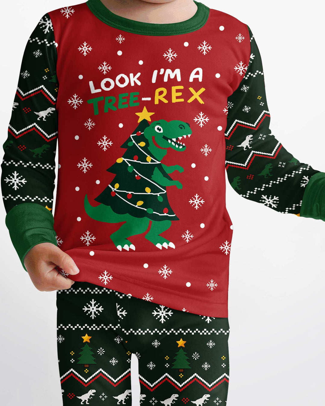 Look I'm Tree-Rex Ugly Christmas Bamboo Two Piece Long Sleeve Pajama Set