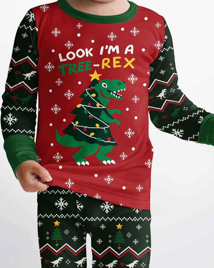 Look I'm Tree-Rex Ugly Christmas Bamboo Two Piece Long Sleeve Pajama Set