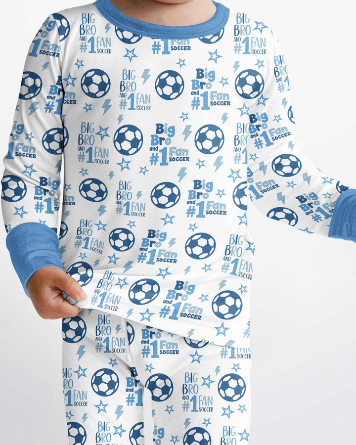 Little Sister and Bro #1 Fan Soccer Bamboo Two Piece Long Sleeve Pajama Set
