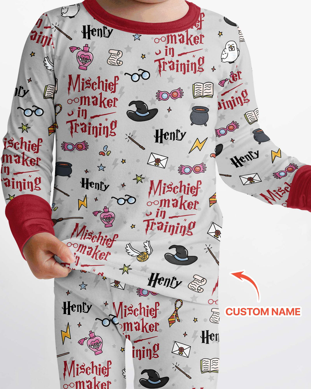Custom Name Mischief Maker In Training Bamboo Two Piece Long Sleeve Pajama Set