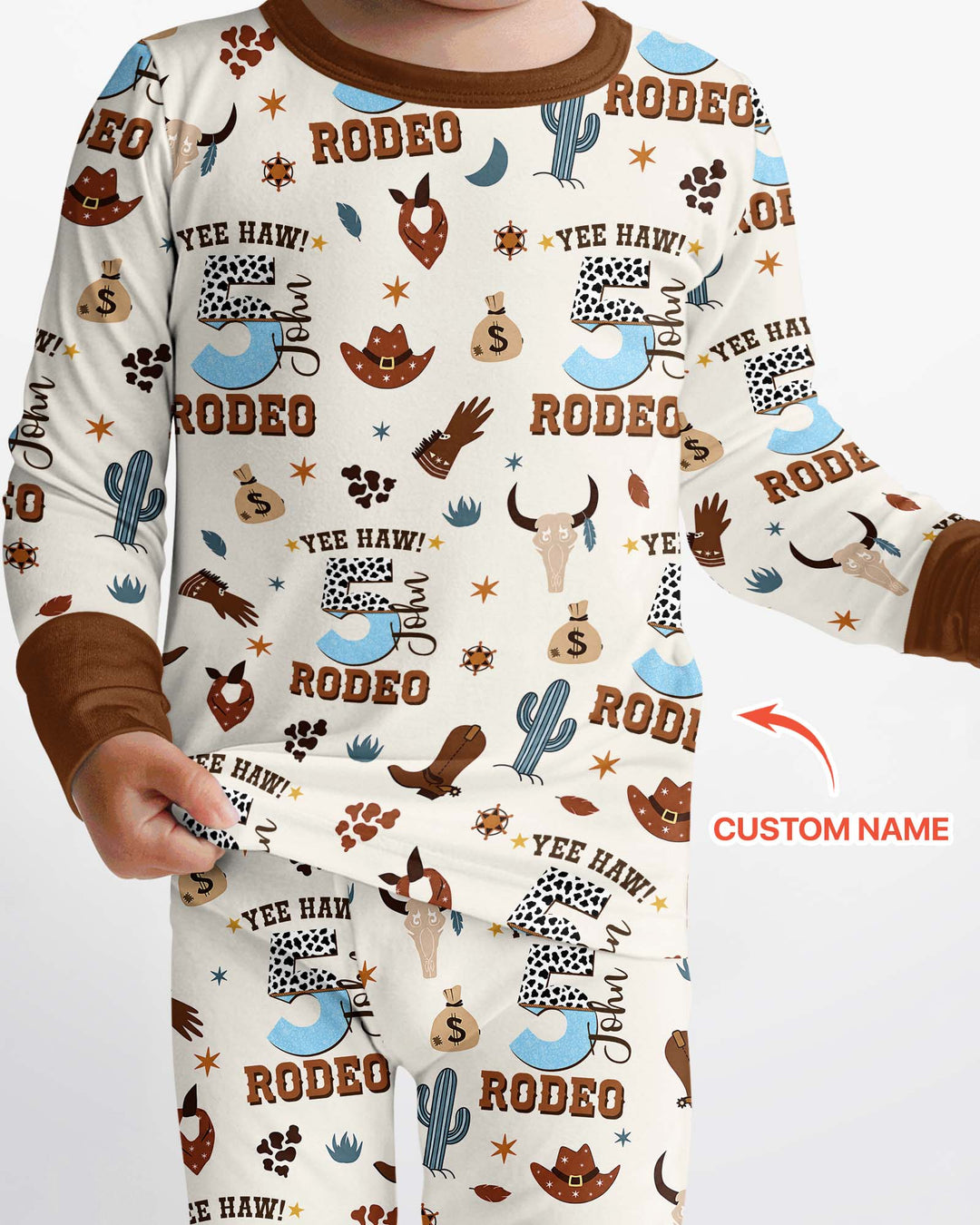 Personalized Cowboy Birthday Rodeo Bamboo Two Piece Long Sleeve Pajama Set