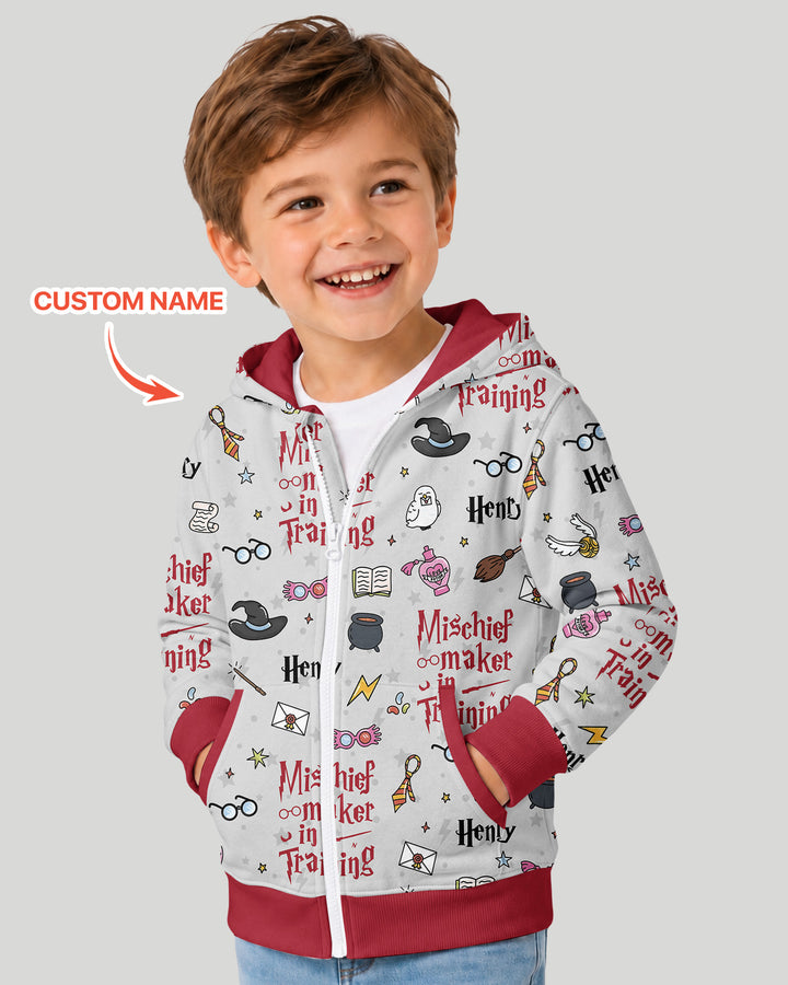 Custom Name Mischief Maker In Training Bamboo Zip Hoodie