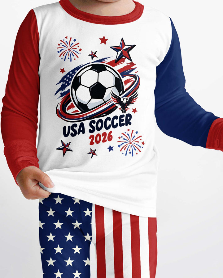 USA Soccer 2026 Family Matching Bamboo Two Piece Long Sleeve Pajama Set