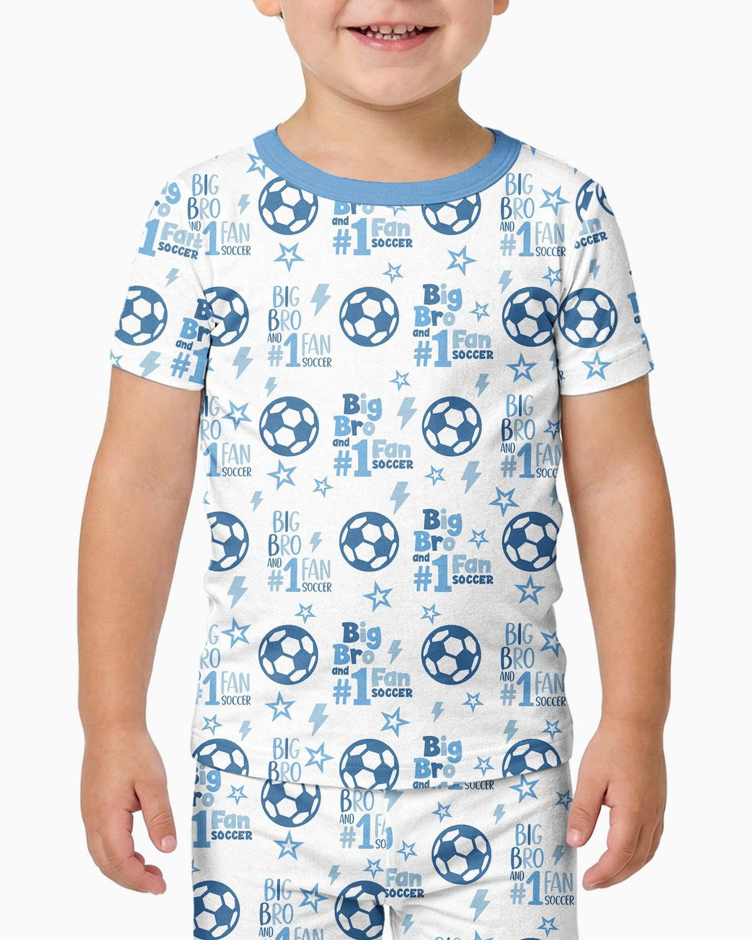 Little Sister and Bro #1 Fan Soccer Bamboo Two Piece Short Sleeve Pajama Set