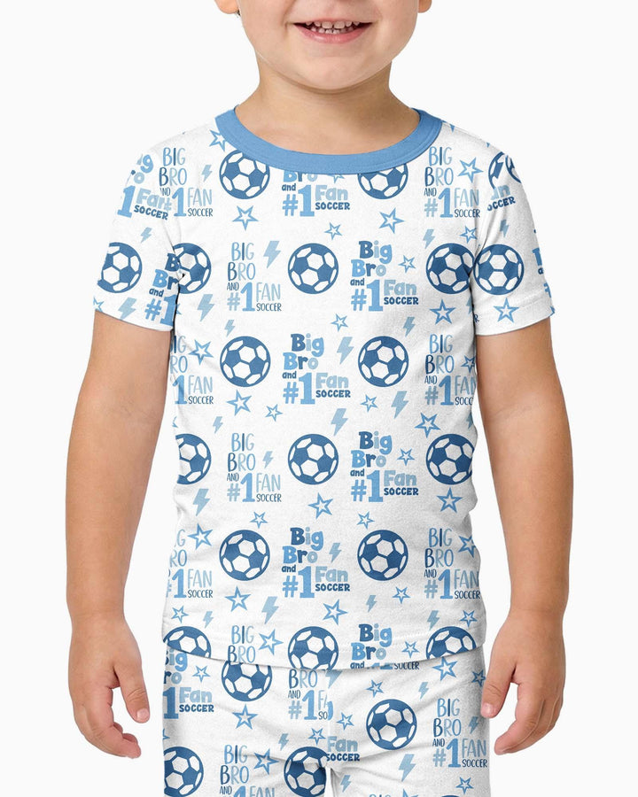 Little Sister and Bro #1 Fan Soccer Bamboo Two Piece Short Sleeve Pajama Set