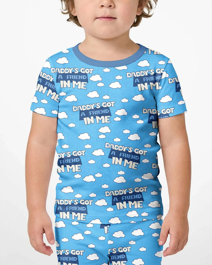 Daddy's Got A Friend In Me Bamboo Two Piece Short Sleeve Shorts Pajama Set