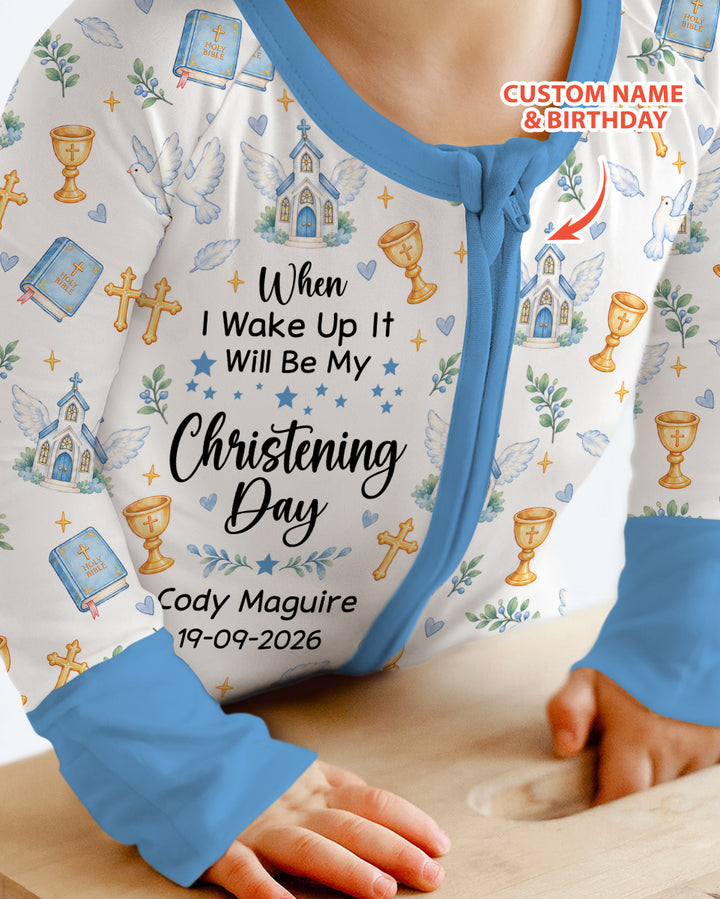 Personalized When I Wake Up It Will Be My Christening Day Bamboo Convertible Zippy