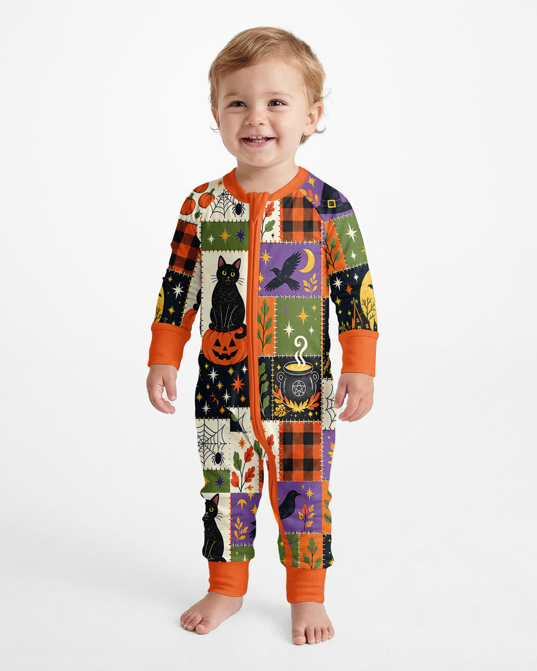 Halloween Black Cat Patchwork Bamboo Convertible Zippy