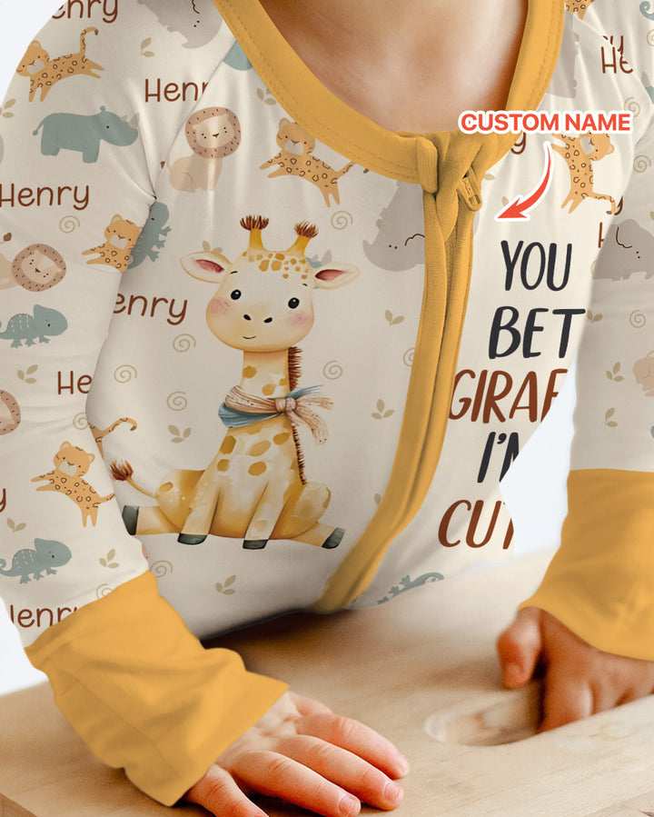 You Bet Giraffe I'm Cute Custom Name Bamboo Convertible Zippy
