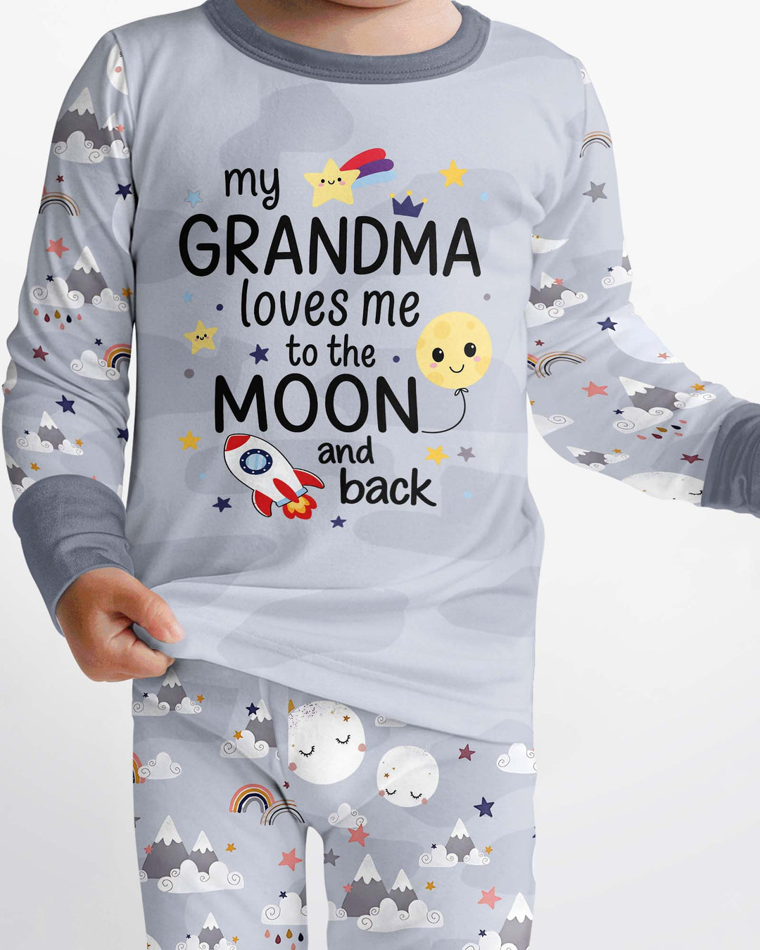 My Grandma Loves Me To The Moon And Back Bamboo Two Piece Long Sleeve Pajama Set