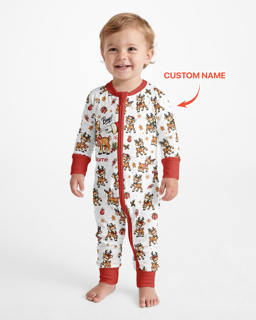 Reindeer Santa Boop Custom Name Bamboo Convertible Zippy