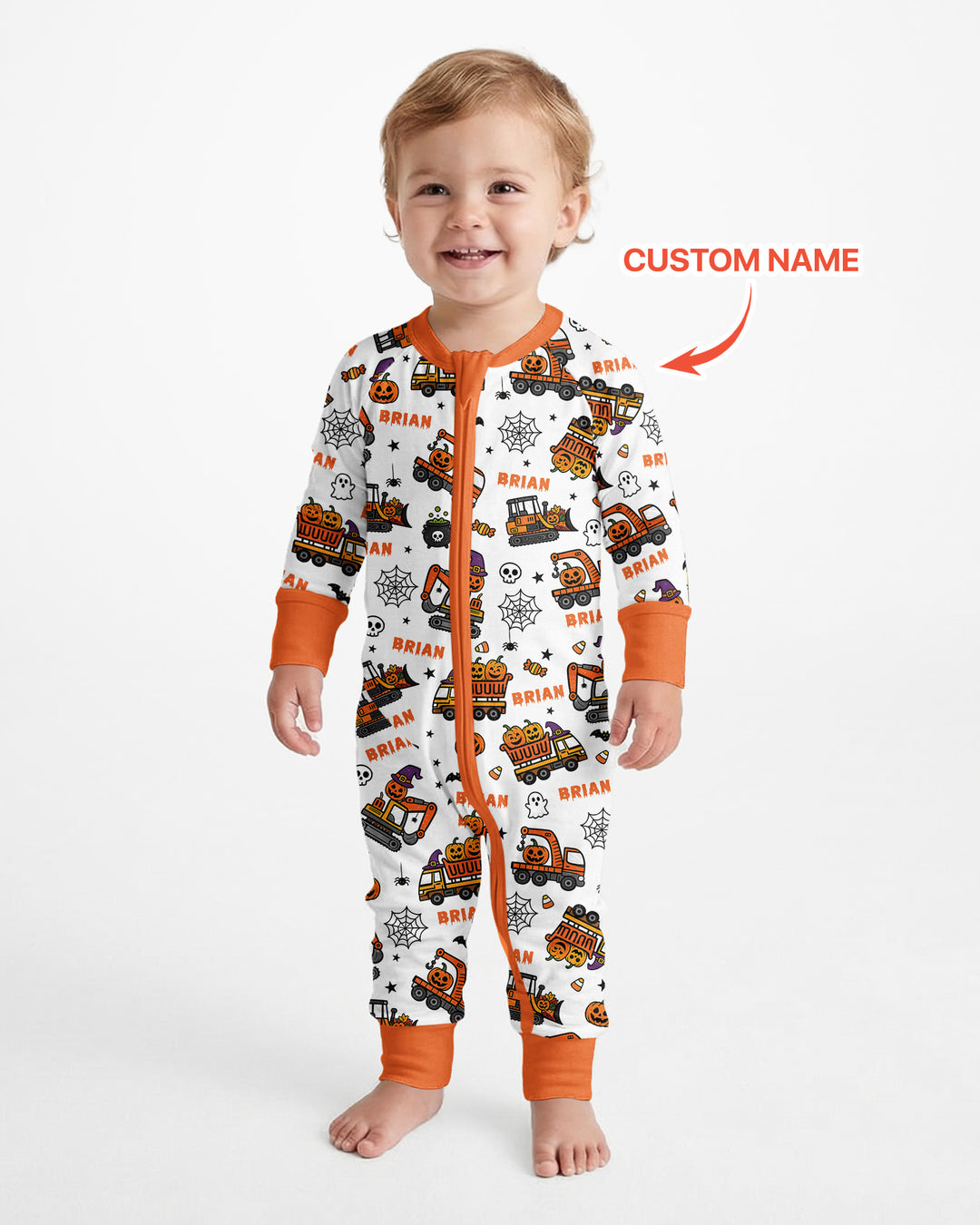 Custom Name Halloween Construction Trucks Bamboo Convertible Zippy