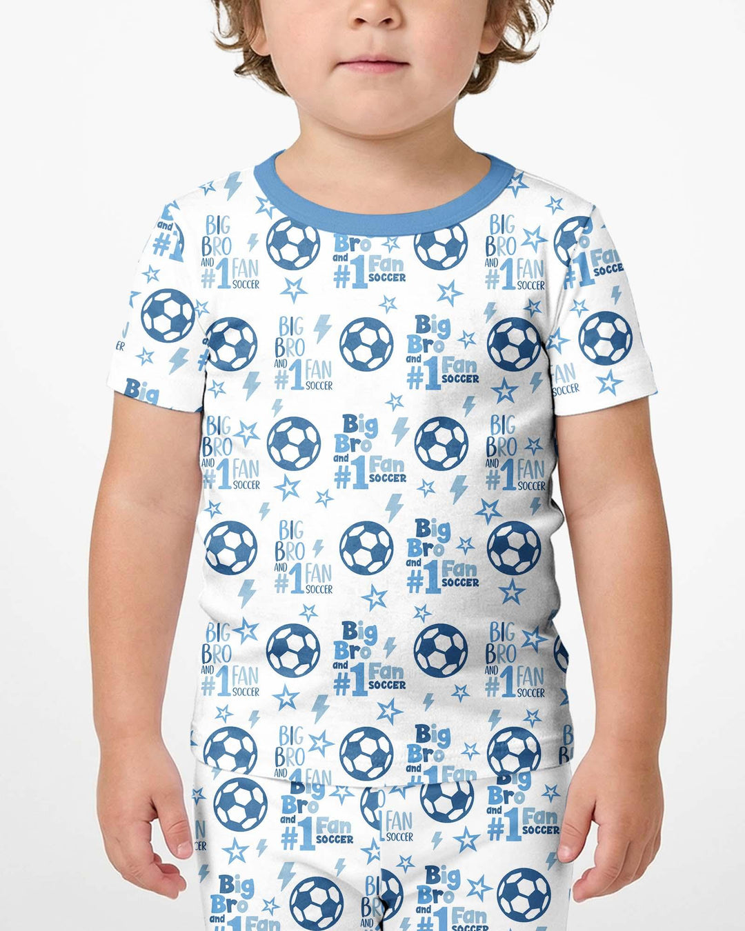 Little Sister and Bro #1 Fan Soccer Bamboo Two Piece Short Sleeve Shorts Pajama Set