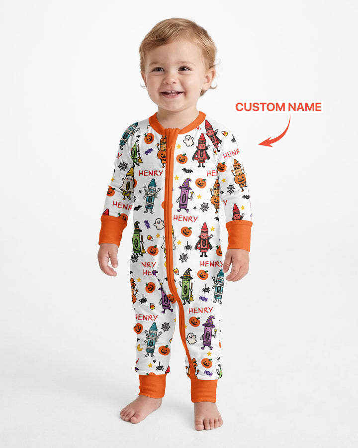 Custom Name Halloween Crayon Bamboo Convertible Zippy