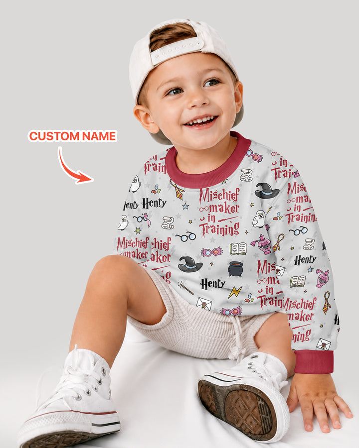Custom Name Mischief Maker In Training Bamboo Crewneck Sweatshirt
