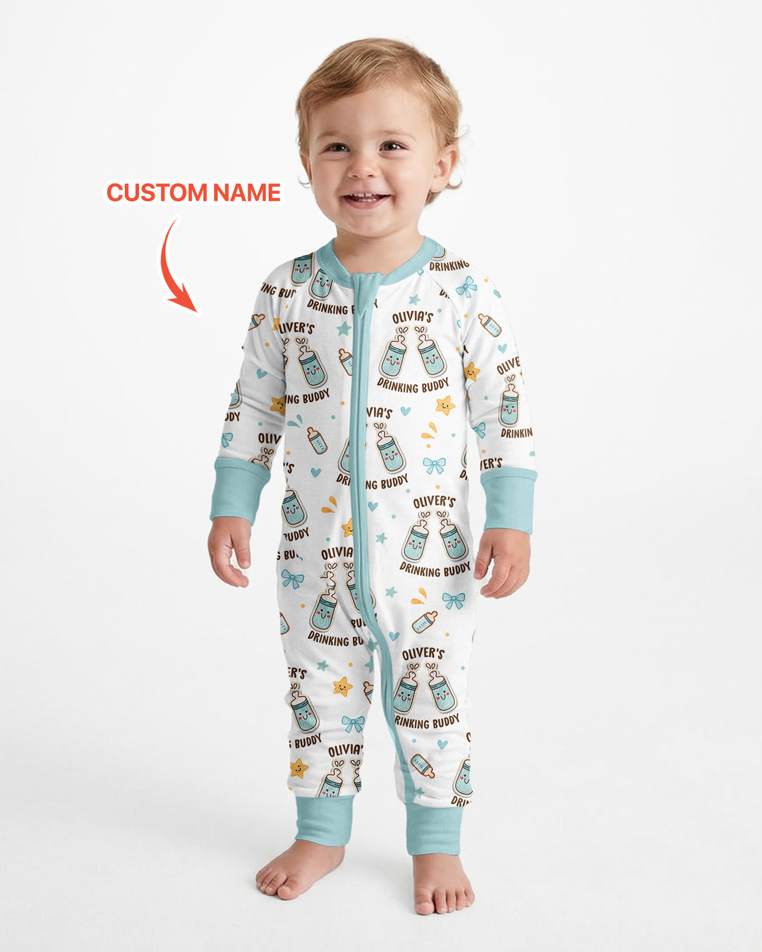 Custom Name Twin Drinking Buddies Bamboo Convertible Zippy