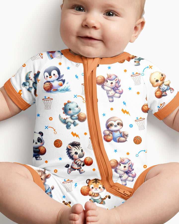 Cartoon Basketball Animals Bamboo Shorty Zippy