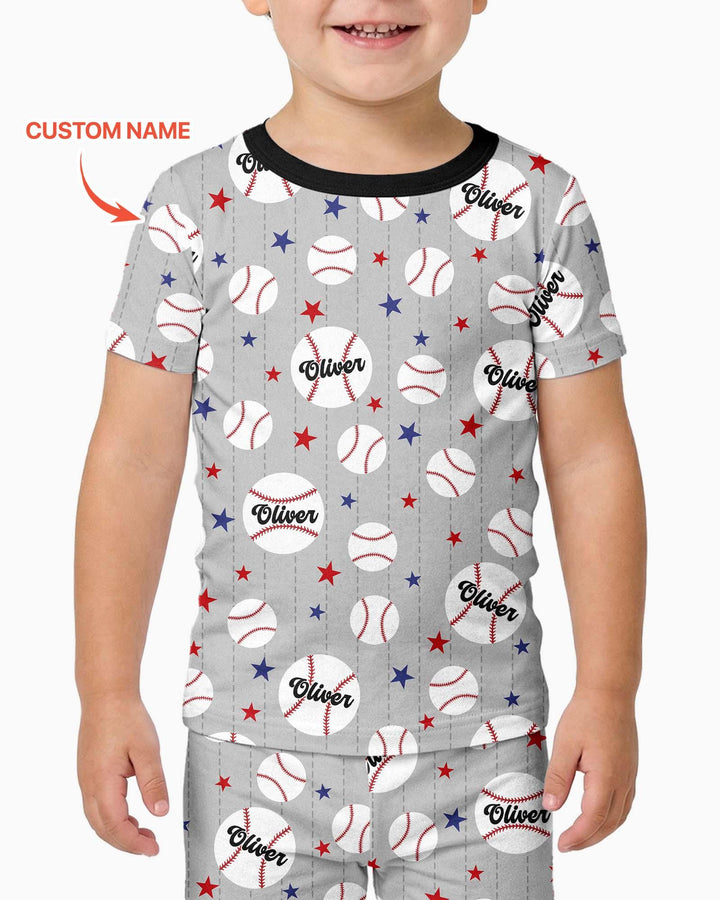 Custom Name Rookie of The Year Matching Bamboo Two Piece Short Sleeve Pajama Set