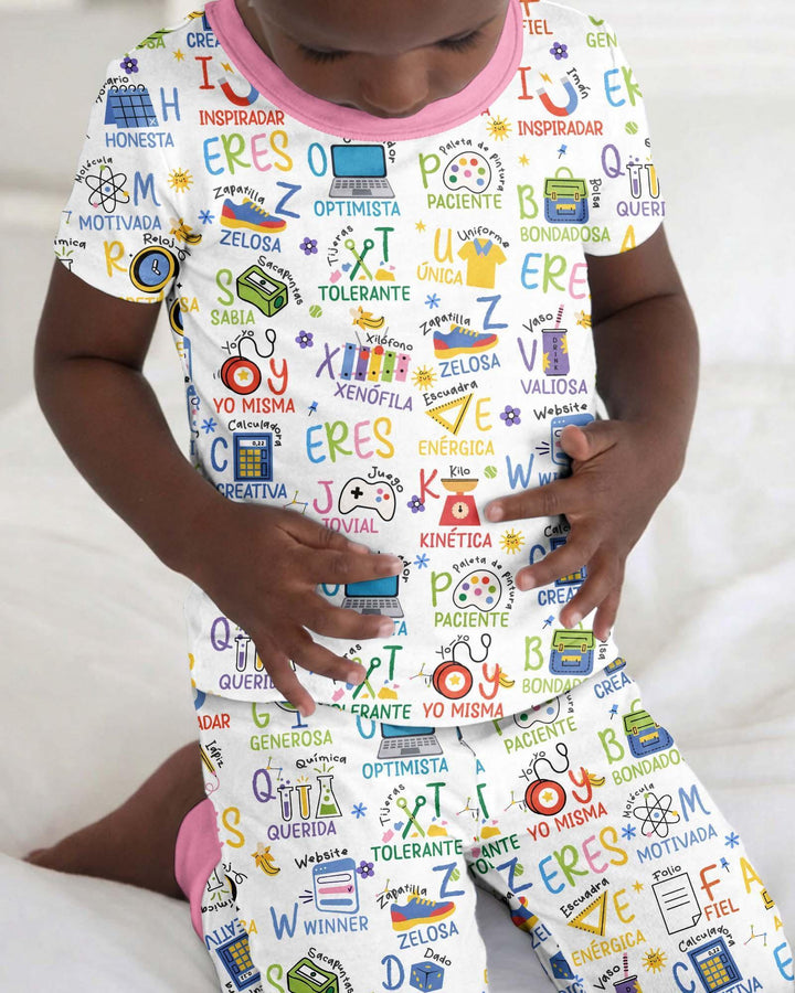 You Are Spanish Alphabet Version Bamboo Two Piece Short Sleeve Pajama Set
