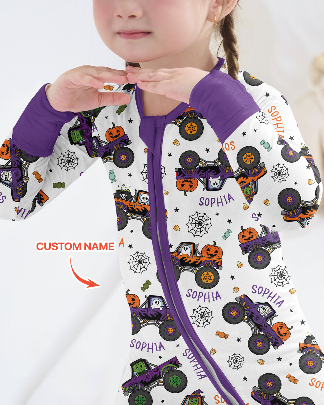 Custom Name Halloween Monster Truck Bamboo Convertible Zippy