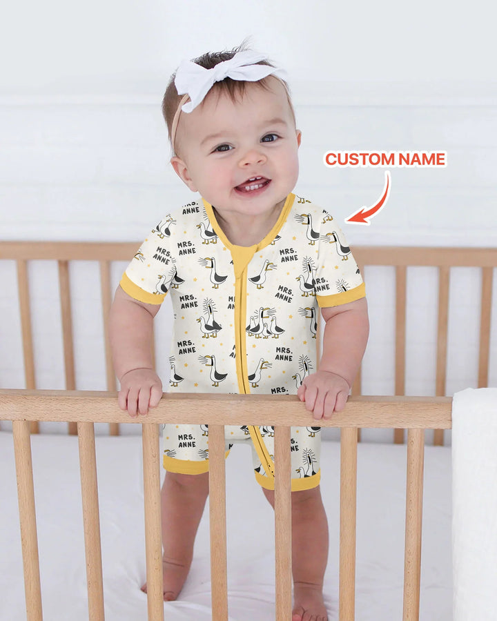 Custom Funny Seagulls Teacher Bamboo Shorty Zippy