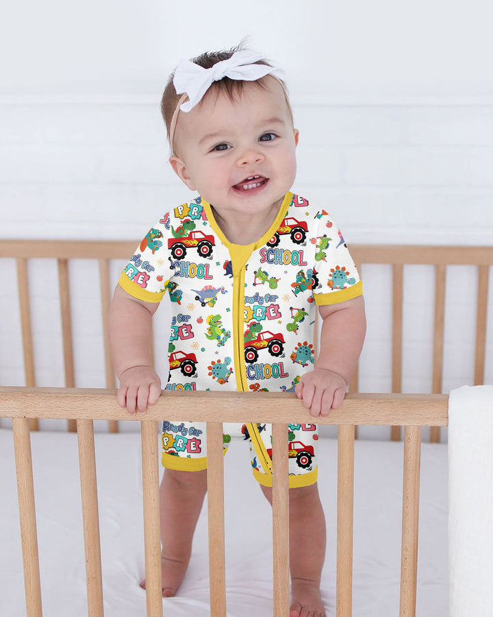 First Day of Preschool T-Rex Bamboo Shorty Zippy