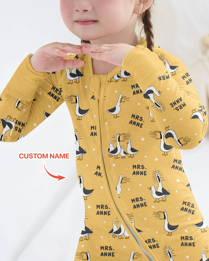 Custom Funny Seagulls Teacher Bamboo Convertible Zippy